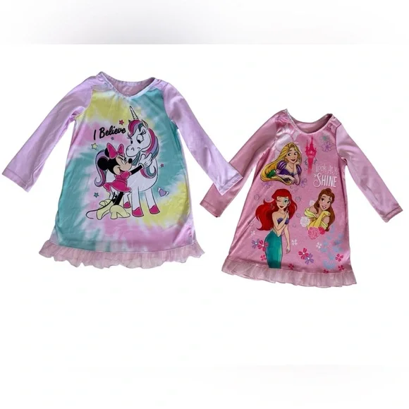 5pc Disney Girls Nightgowns Bundle Minnie Frozen Princess Pajamas 4T - Picture 3 of 11